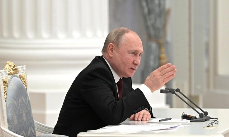 21 февраля 2022 года. Москва, Кремль. Заседание Совета Безопасности России по ситуации в Донбассе.