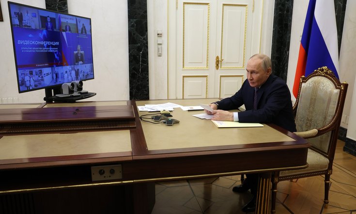 18 февраля 2026 года. Москва, Кремль. Совещание с членами Правительства (в режиме видеоконференции). Фото: пресс-служба Президента РФ