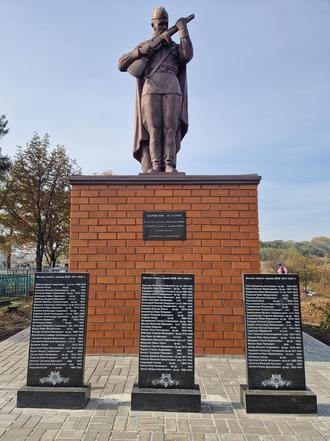 Белгородская область, Корочанский район, Соколовское сельское поселение, хутор Миндоловка. Ремонт братской могилы советских воинов завершен (к информации о выполнении поручения по итогам личного приема граждан, проведенного А.В.Анисимовым 21.09.2023)