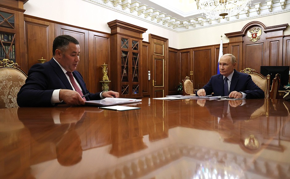 29 сентября 2025 года. Москва, Кремль. Встреча Владимира Путина с губернатором Тверской области Игорем Руденей. Фото: пресс-служба Президента РФ