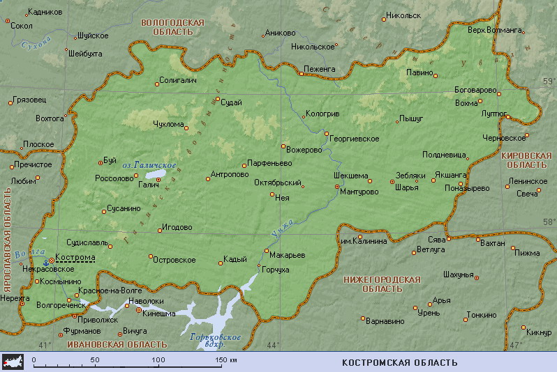 Костромская область карта