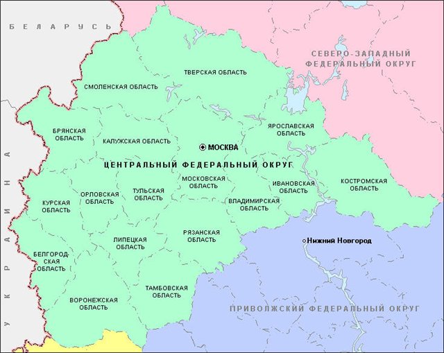 ЦФО карта Центральный федеральный округ
